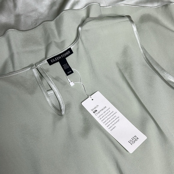 NWT Eileen Fisher mist silk spandex round crew neck sleeveless top - Picture 9 of 10
